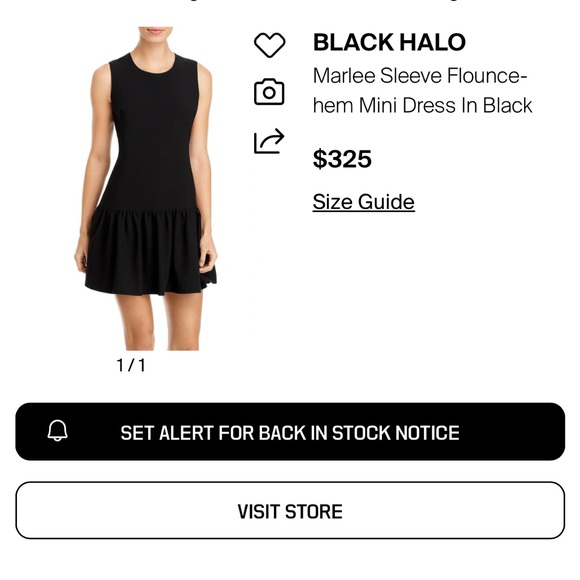 Black Halo Black Sleeveless Drop-Waist Mini Dress - Picture 2 of 3